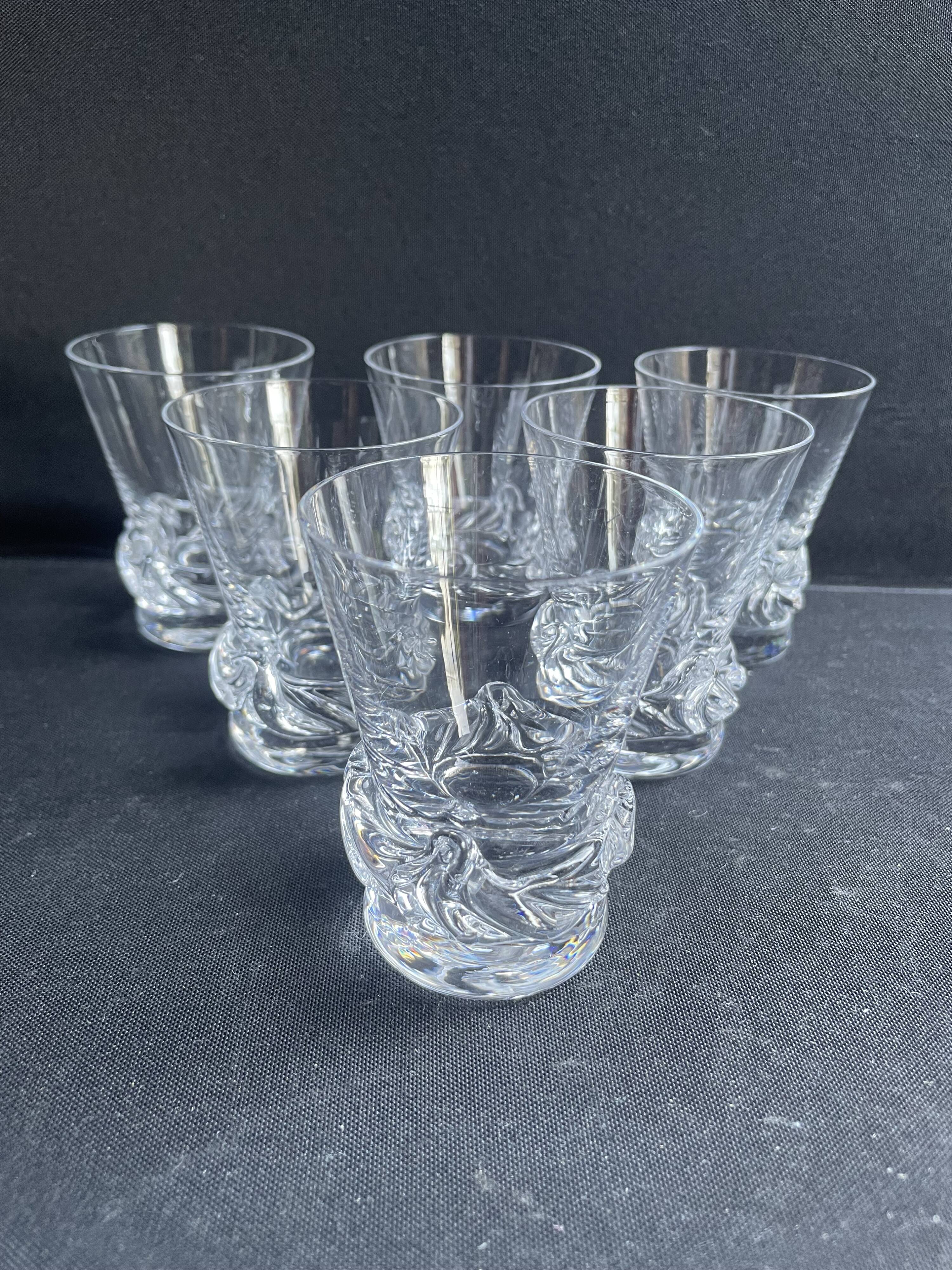 6 Daum Sorcy signed wine glasses