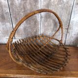Old rattan picking basket vintage wood garden
