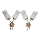 Pair of brass and glass wall lights 1960