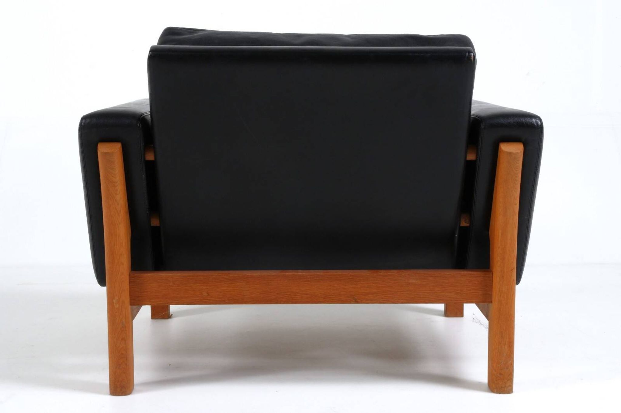 Vintage mid-century poul m. volther leather and oak lounge chair 1960,s