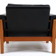 Vintage mid-century poul m. volther leather and oak lounge chair 1960,s