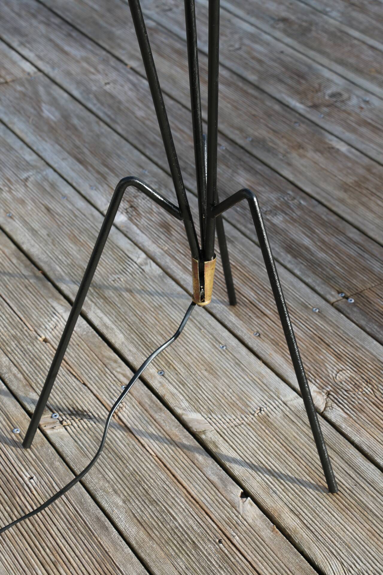 Black metal tripod floor lamp 1950