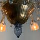 Venetian lustre in two-colour Murano glass, blue and gilded, circa 1990.