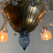 Venetian lustre in two-colour Murano glass, blue and gilded, circa 1990.