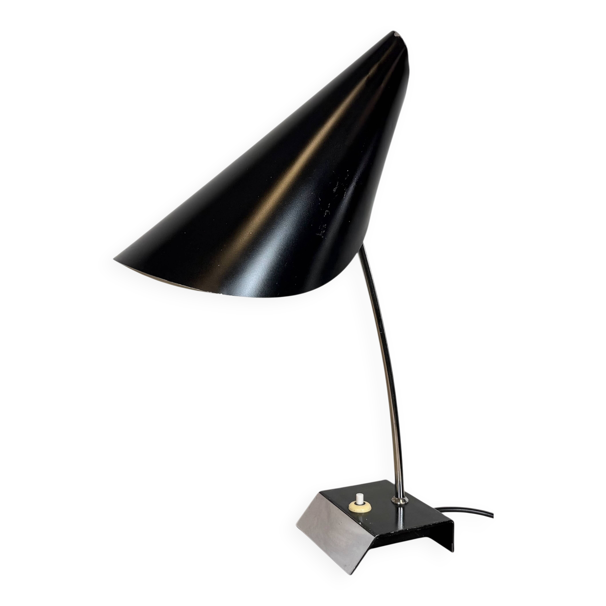 Vintage Black Table Lamp by Josef Hůrka for Napako, 1960s