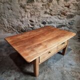 18th-century cherry wood coffee table with two drawers.