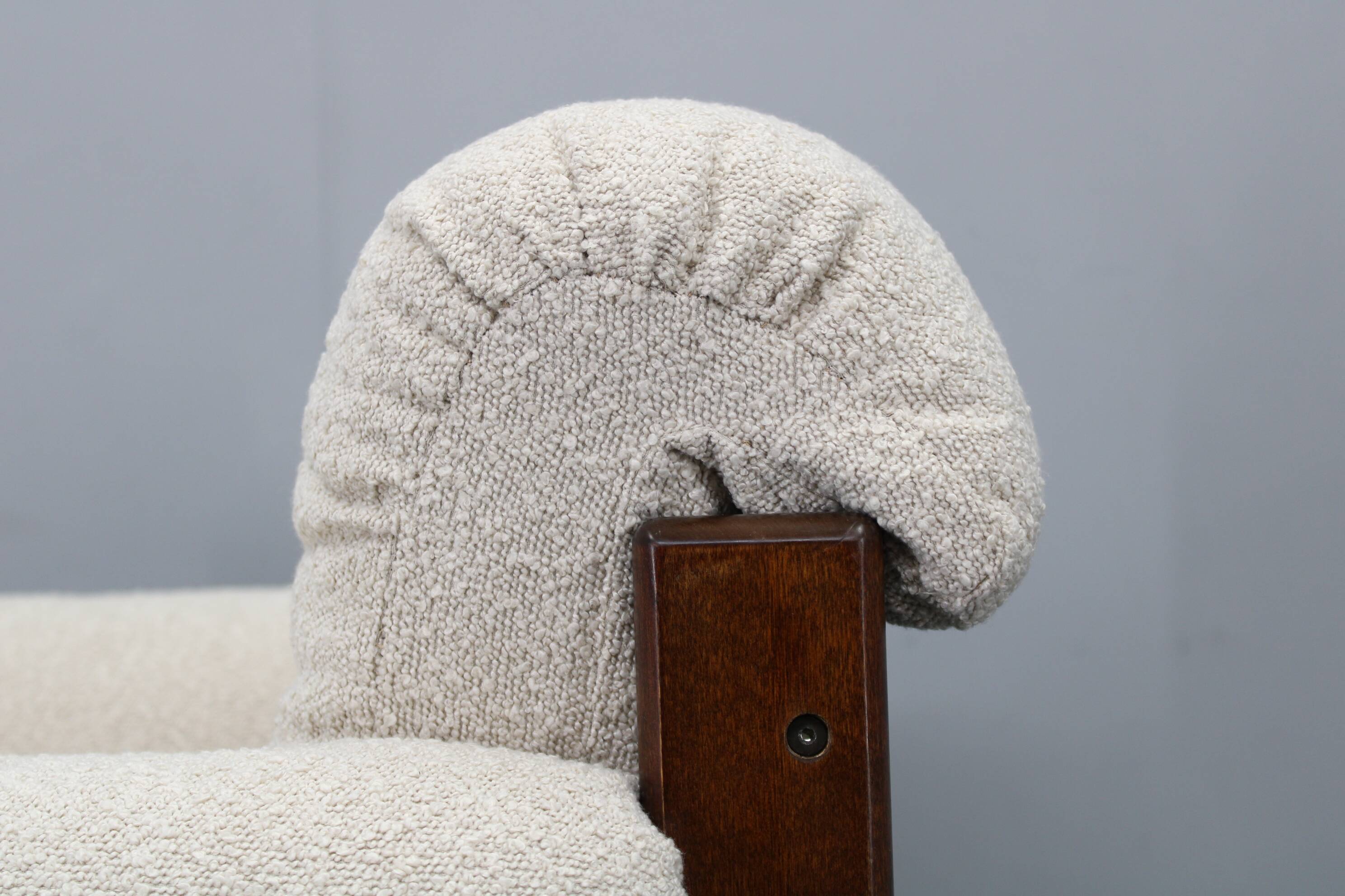 Mid-century restored bouclé armchair, Czechoslovakia 1970s