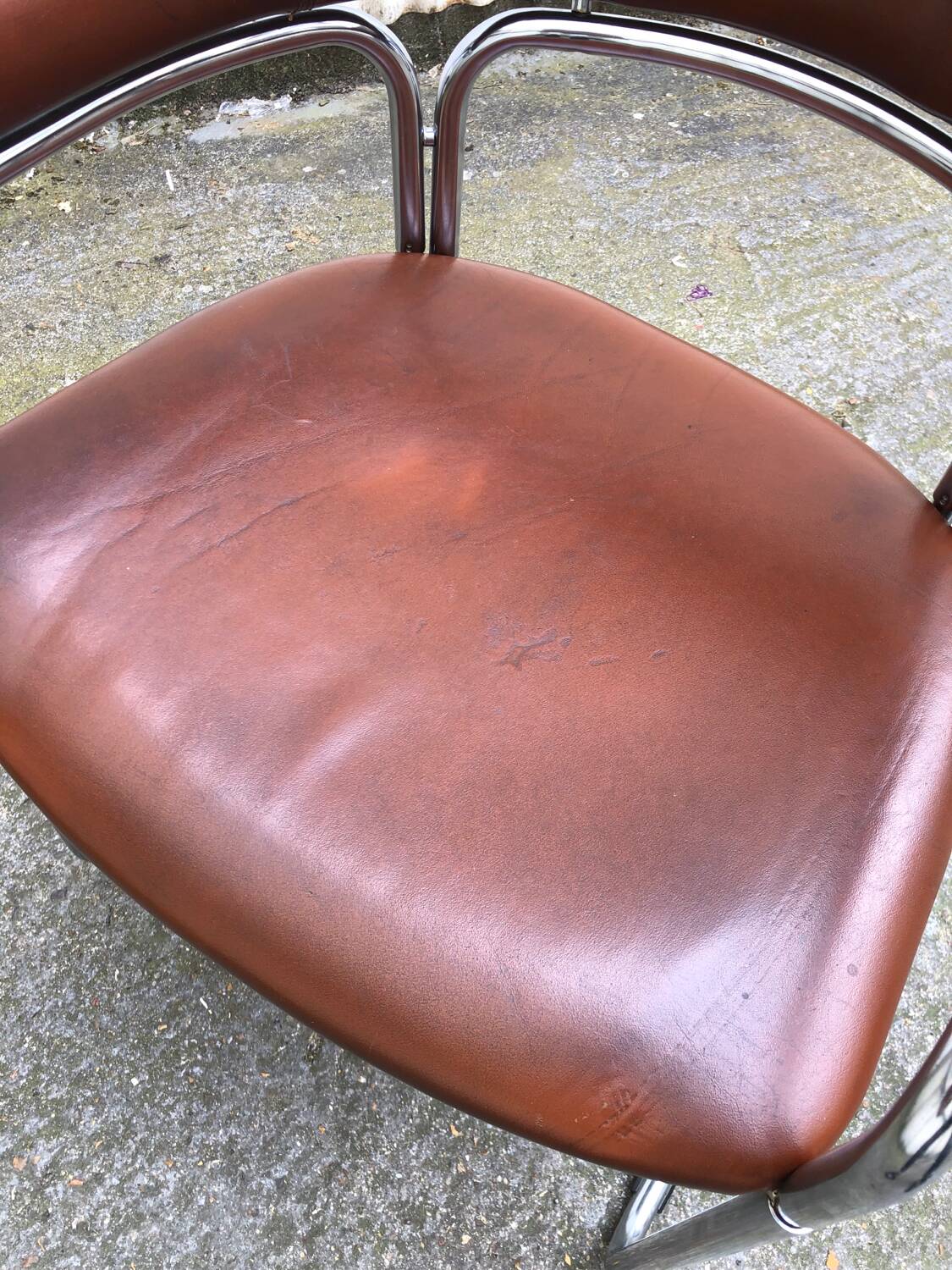 Vintage leather and chrome chair circa 1970