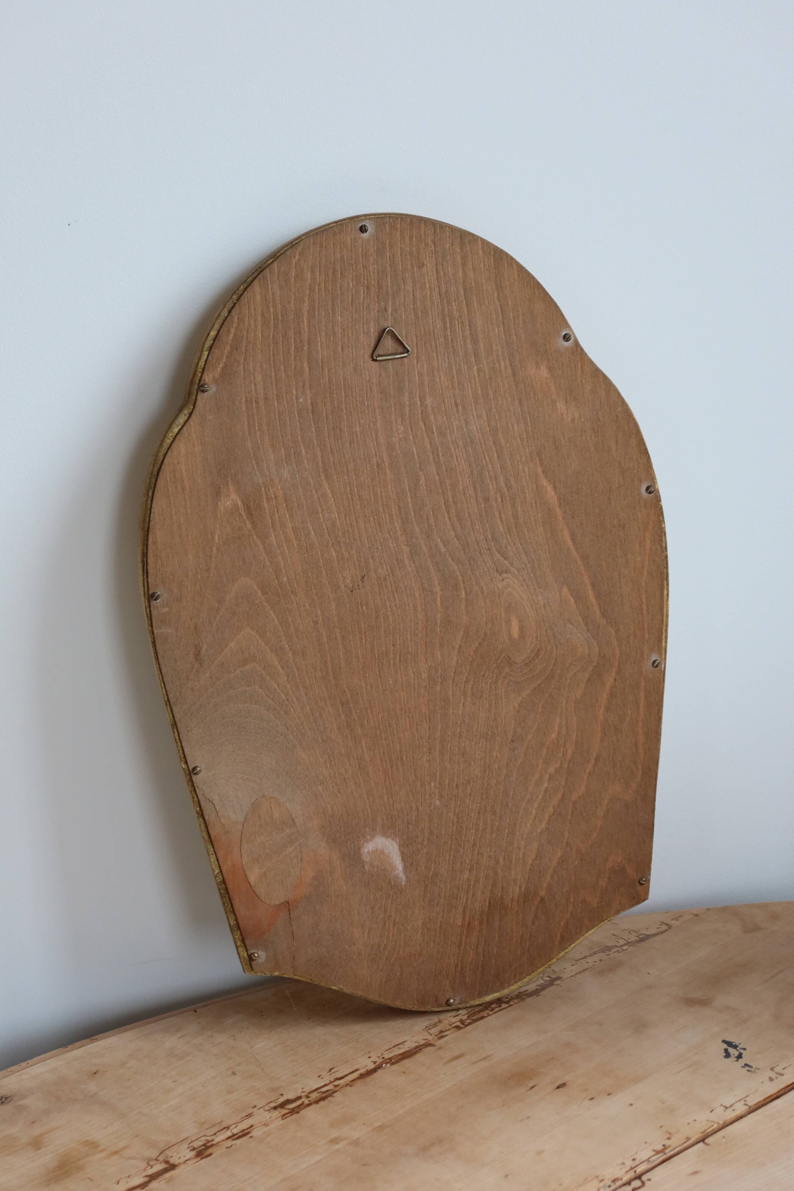Antique gilded baroque mirror in wood – Distressed glass – Carved wood