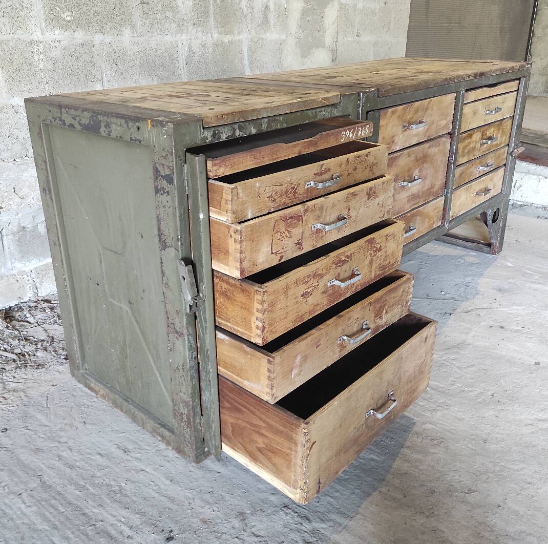 Opel Blitz Workbench Set | Vintage Military Table & Drawer Unit