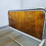 Bauhaus Tubular Steel Bed with Walnut Veneer Panels, 1930s