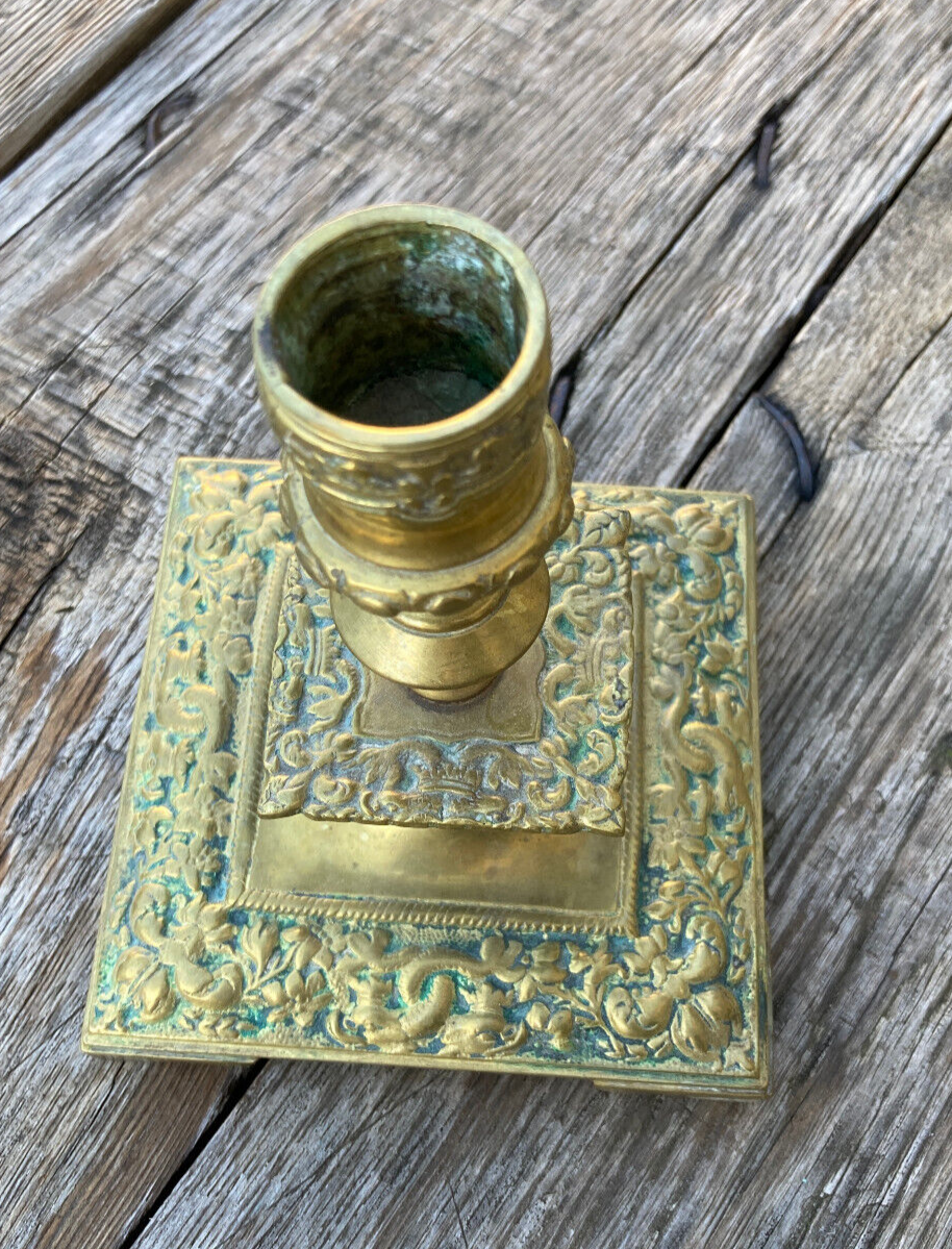 Gilded bronze candle holder, Asian fish decoration, China