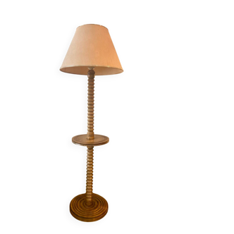 Vintage Art Deco turned wooden floor lamp