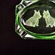 Art Deco style ashtray in uraline glass engraved with Scottish Terrier dogs