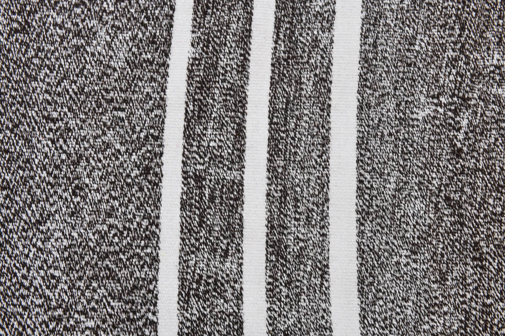 White & Black Striped Oversize Kilim Rug, 206x304Cm