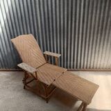 Sun lounger - Deckchair - Vintage rattan wicker lounge chair