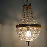Balloon chandelier with glasses and bronze pampilles