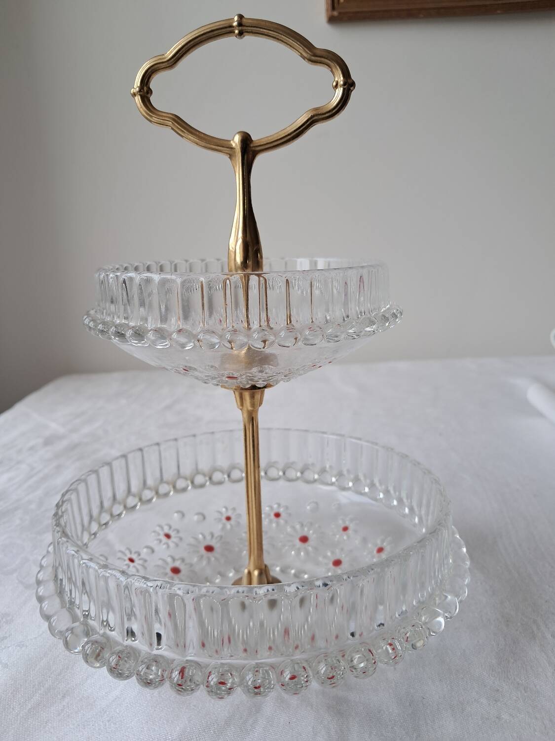 Paloma series glass tiered tray, Attributed to Walther Glas. 1970
