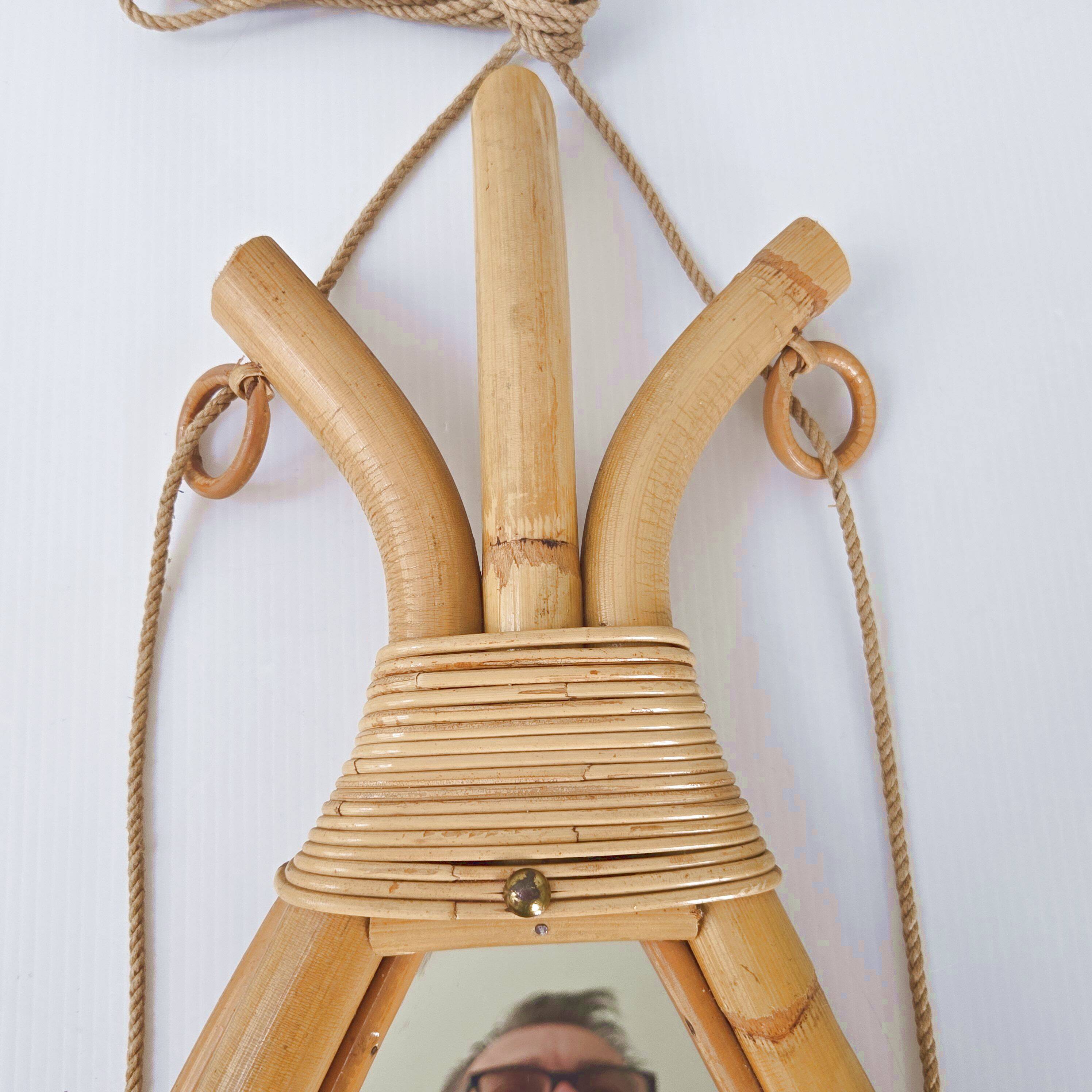 Vintage rattan mirror 1960