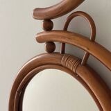 Miroir bicyclette en bambou et rotin, France, années 1960