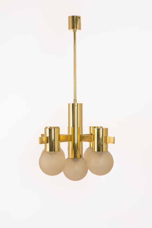Lustre Sciolari en laiton, Italie, années 1960