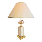 Lampe de table en laiton et cristal vintage de style Régence de Le Dauphin, années 1970