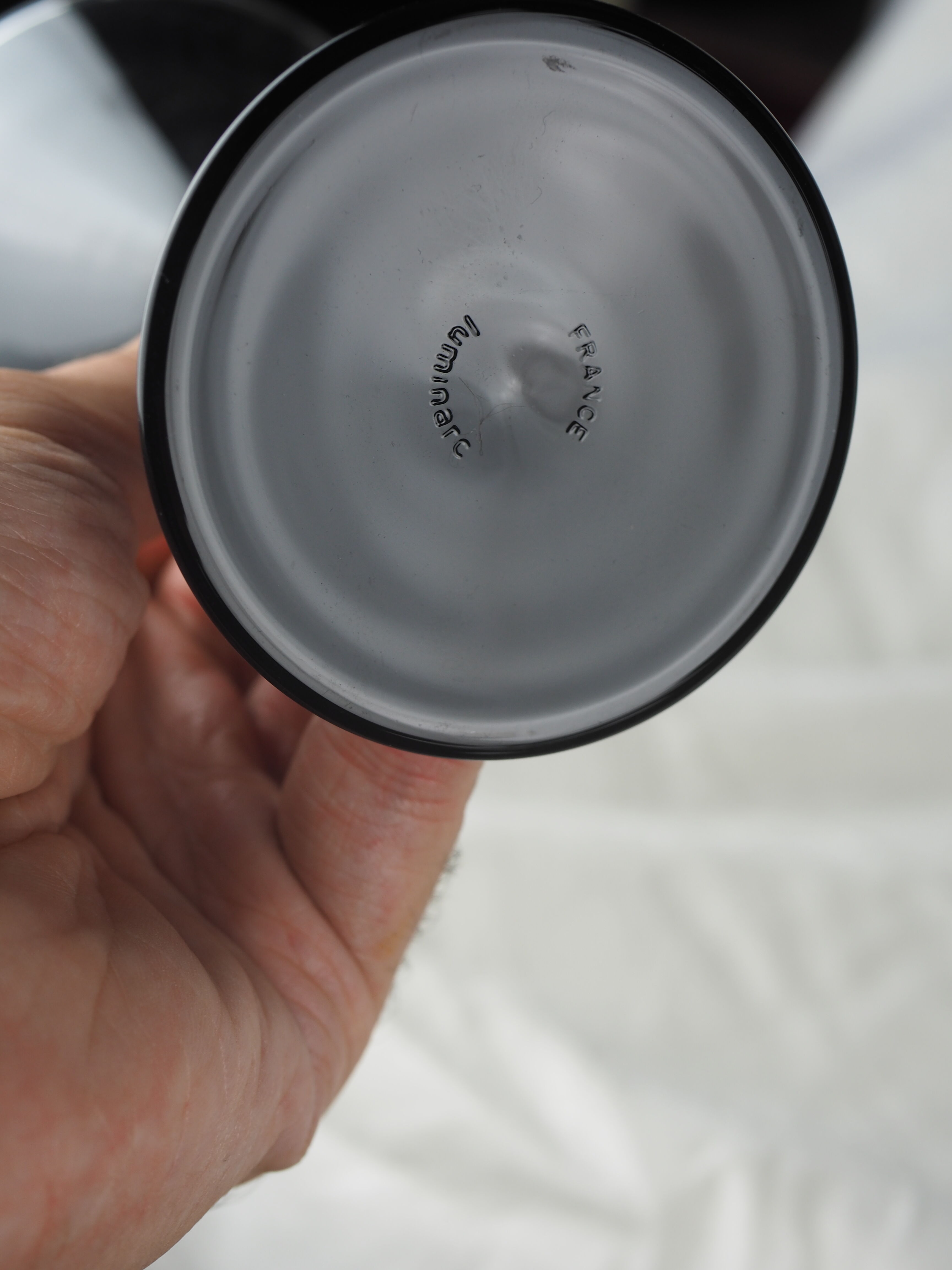 Set of 6 black-footed martini glasses - Arques crystal, Luminarc - 70s / 80s