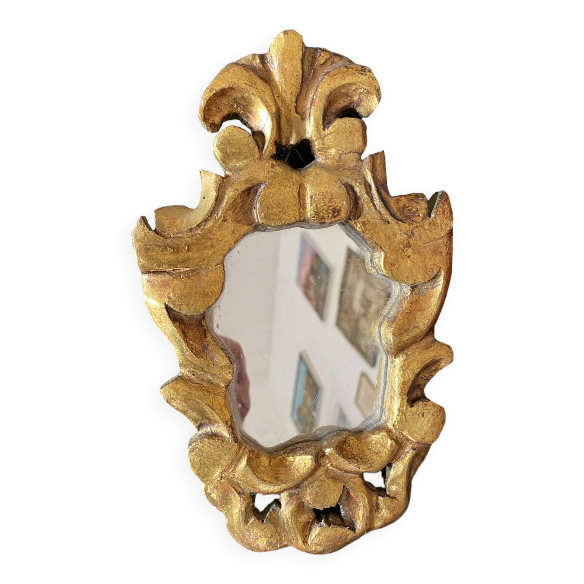 Small baroque gilded wood mirror.