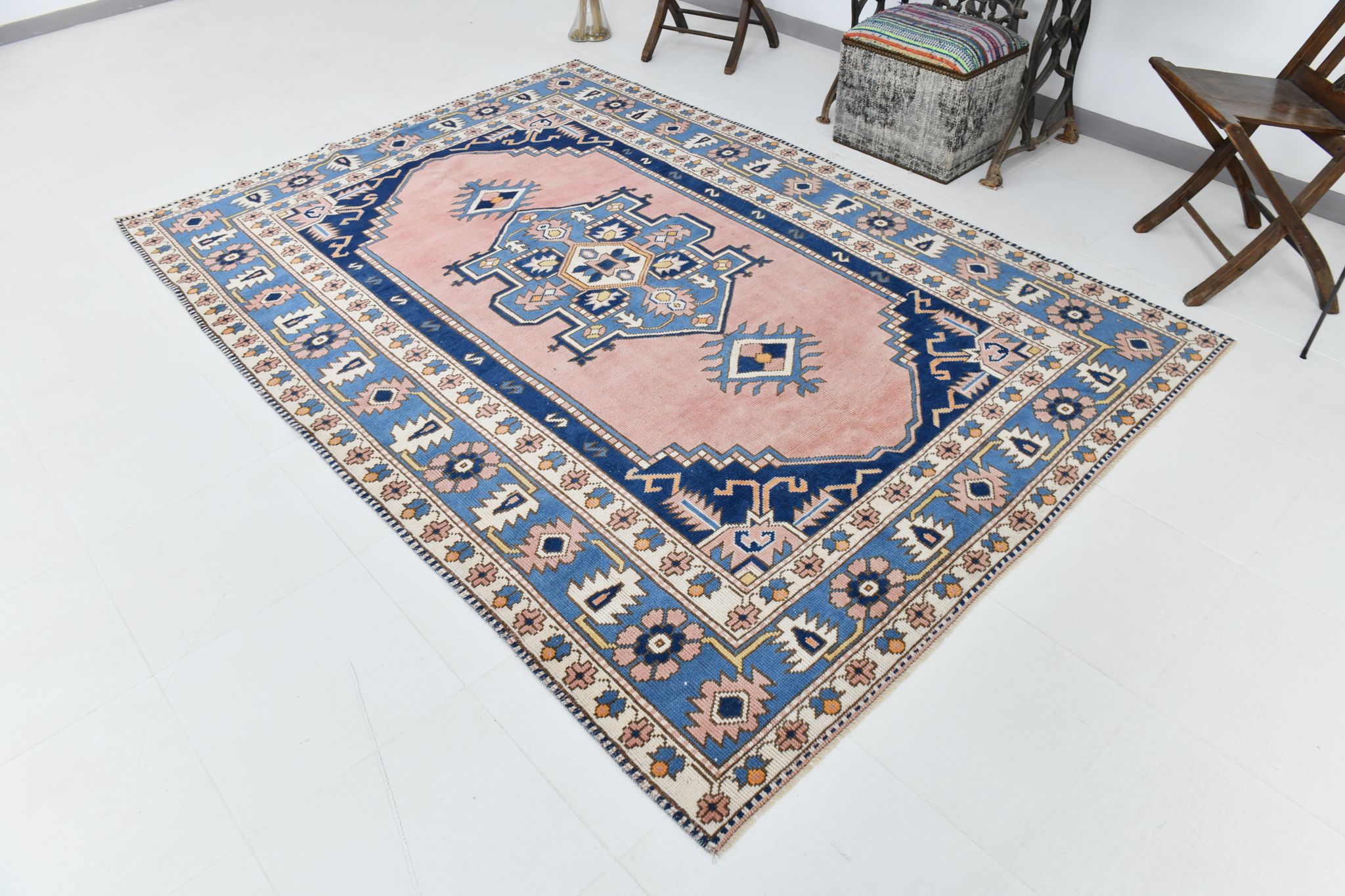 6x9 oushak vintage rug, 186x267cm