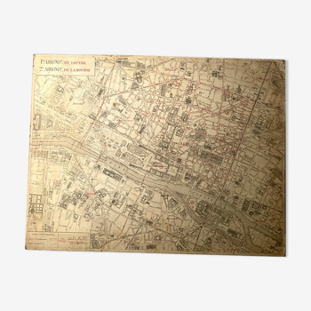 Carte ancienne cartonnée de Paris - 1er et 2ème Arrondissement
