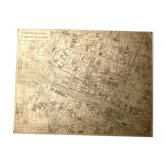 Old cardboard map of Paris - 1st and 2nd Arrondissement