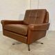 Vintage danish retro mid-century svend skipper brown leather chair & stool 60s