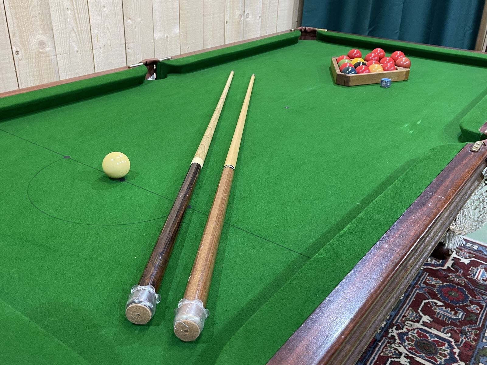 English billiards of the 1950s in mahogany