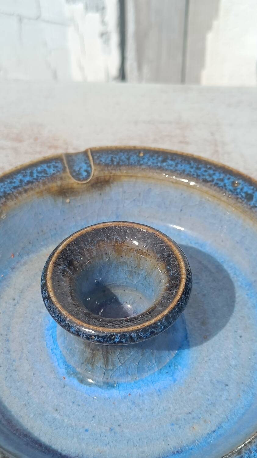 Bougeoir artisanal en grès émaillé