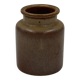 Vintage cylindrical ceramic workshop vase with speckled brown glaze.
