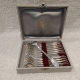 12 silver-plated oyster forks, SFAM silversmith, art deco printania