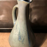 Pitcher in ceramic flame bluish gray signed GP