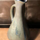 Pitcher in ceramic flame bluish gray signed GP