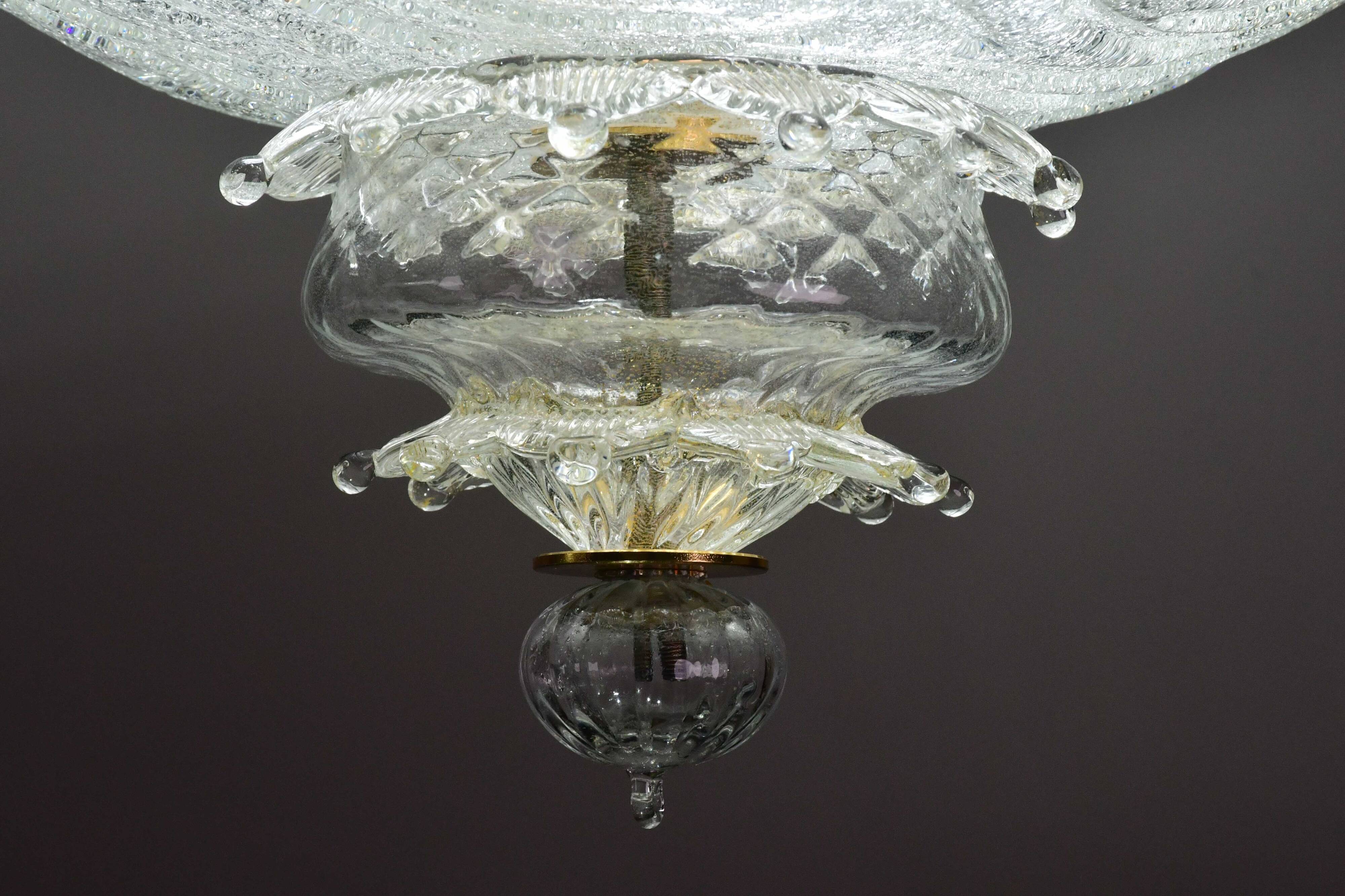 "The Crown" Charming Italian Murano Glass Ceiling Fixture, Murano, 1970