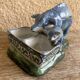 Salt cellar and mustard pot in French faience by A Clement.