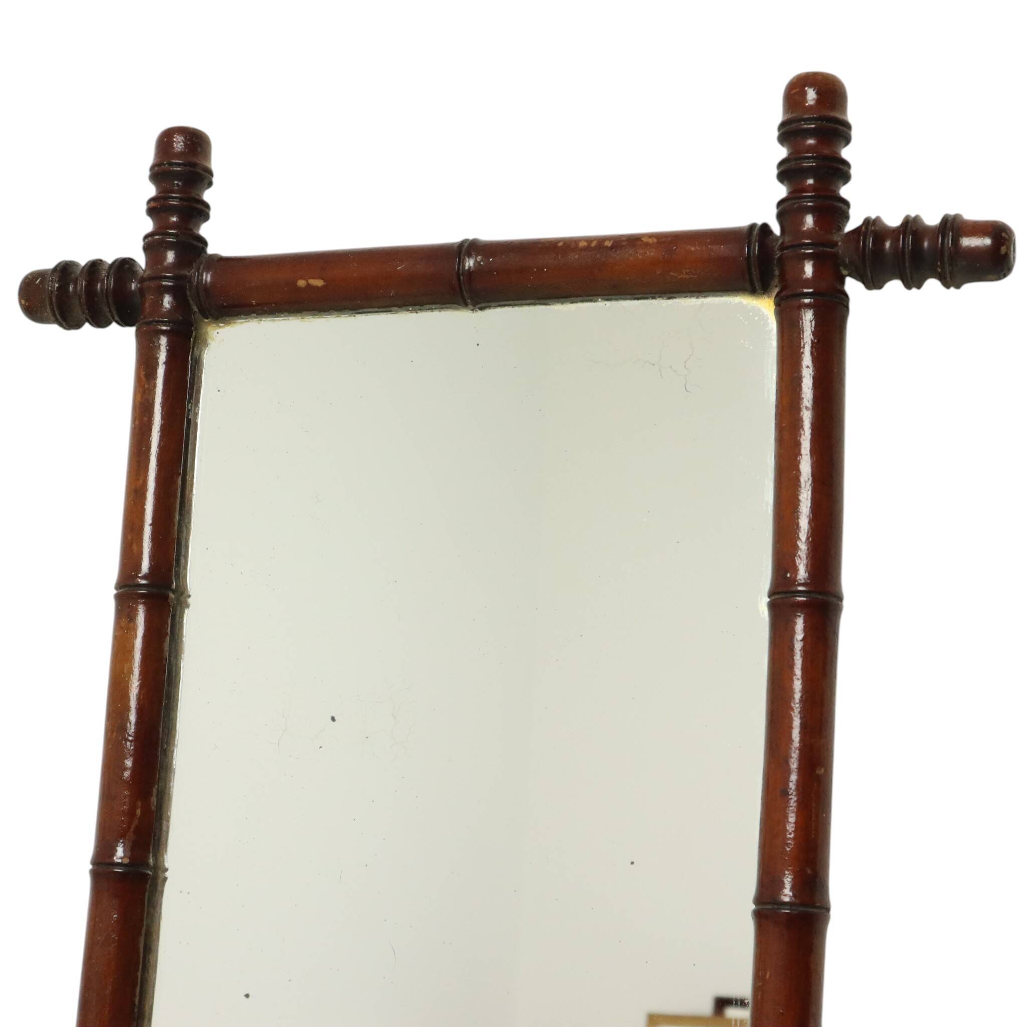Antique Wooden Faux Bamboo Chinoiserie Mirror 63x52cm