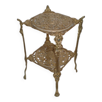 Tabouret de table à fleurs art nouveau, table d'appoint baroque rococo, support de téléphone avec 2 étagères