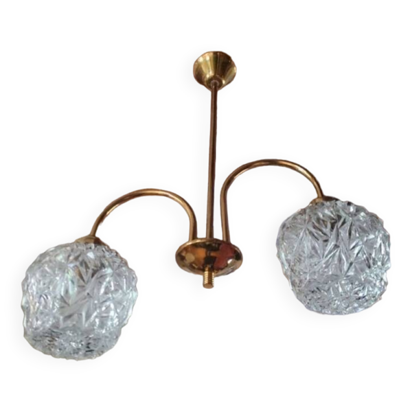 Lustre vibtage en cristal et bronze