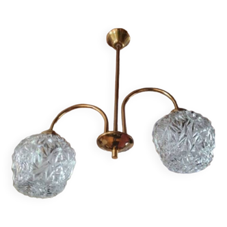 Lustre vibtage en cristal et bronze