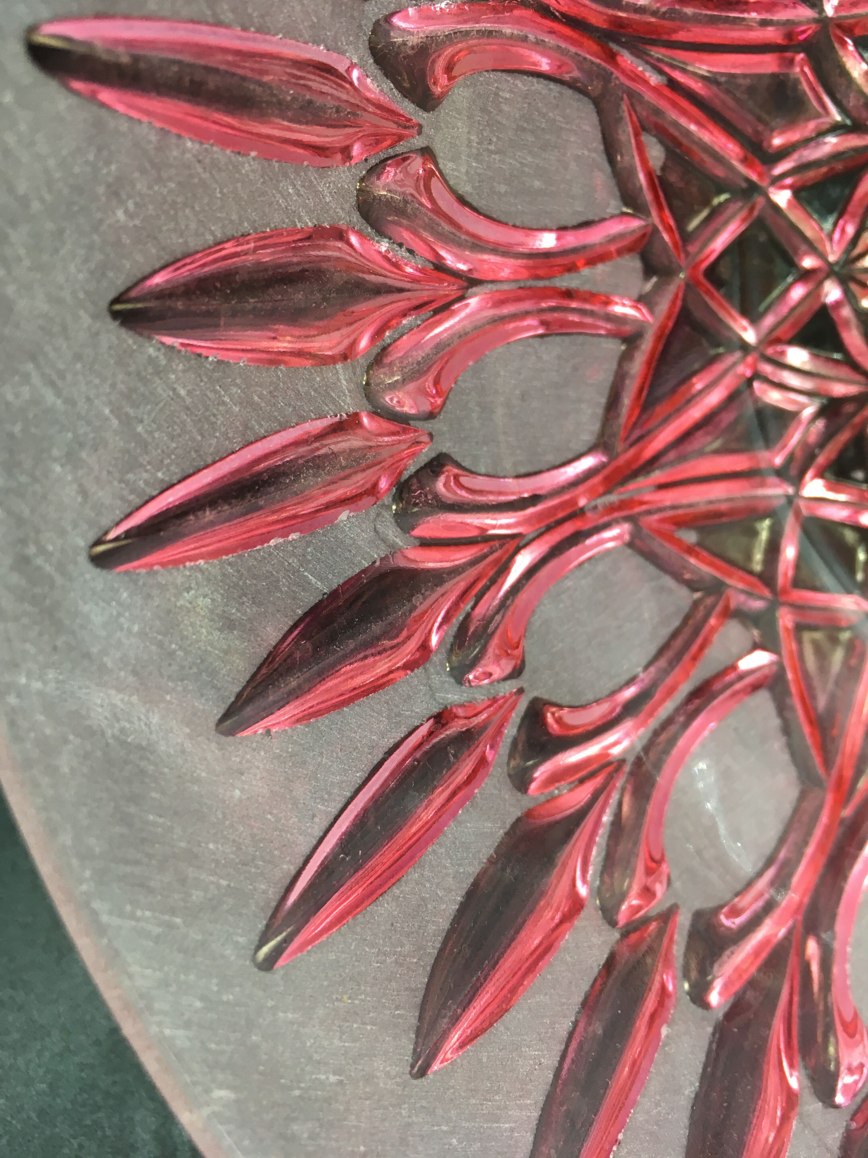 Vintage bedside with grapevines and chiseled crystal
