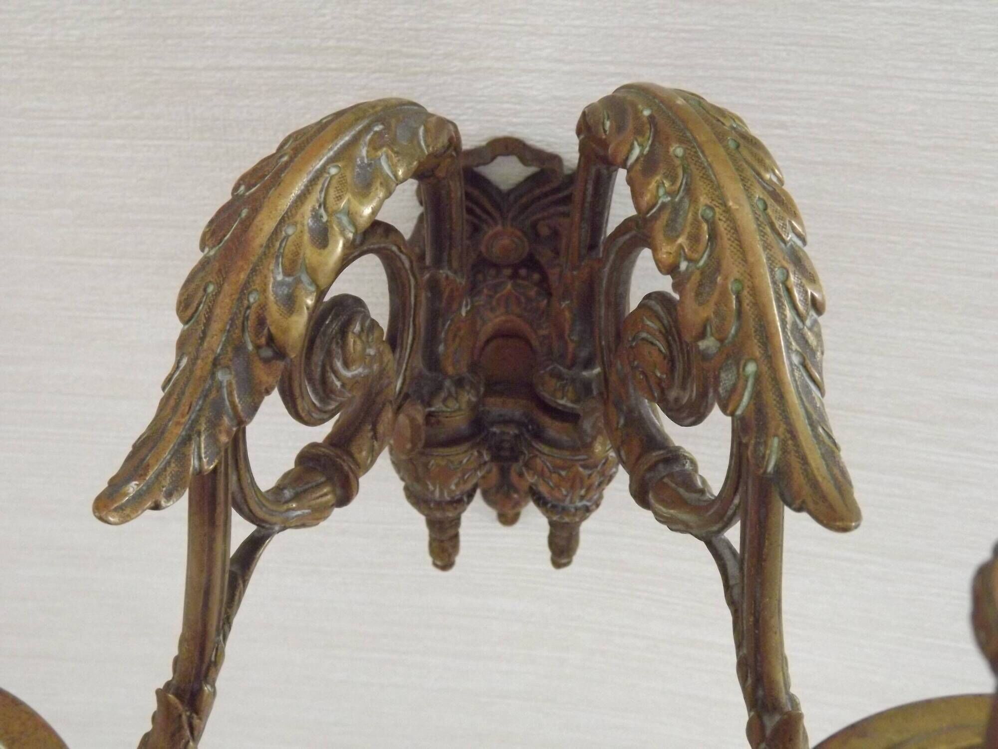 Pair of French Antique Signed GAVEAU 12 Double Piano Candle Sconces