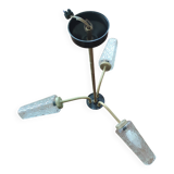 3-light glass globe chandelier, known as "tulip" glass.