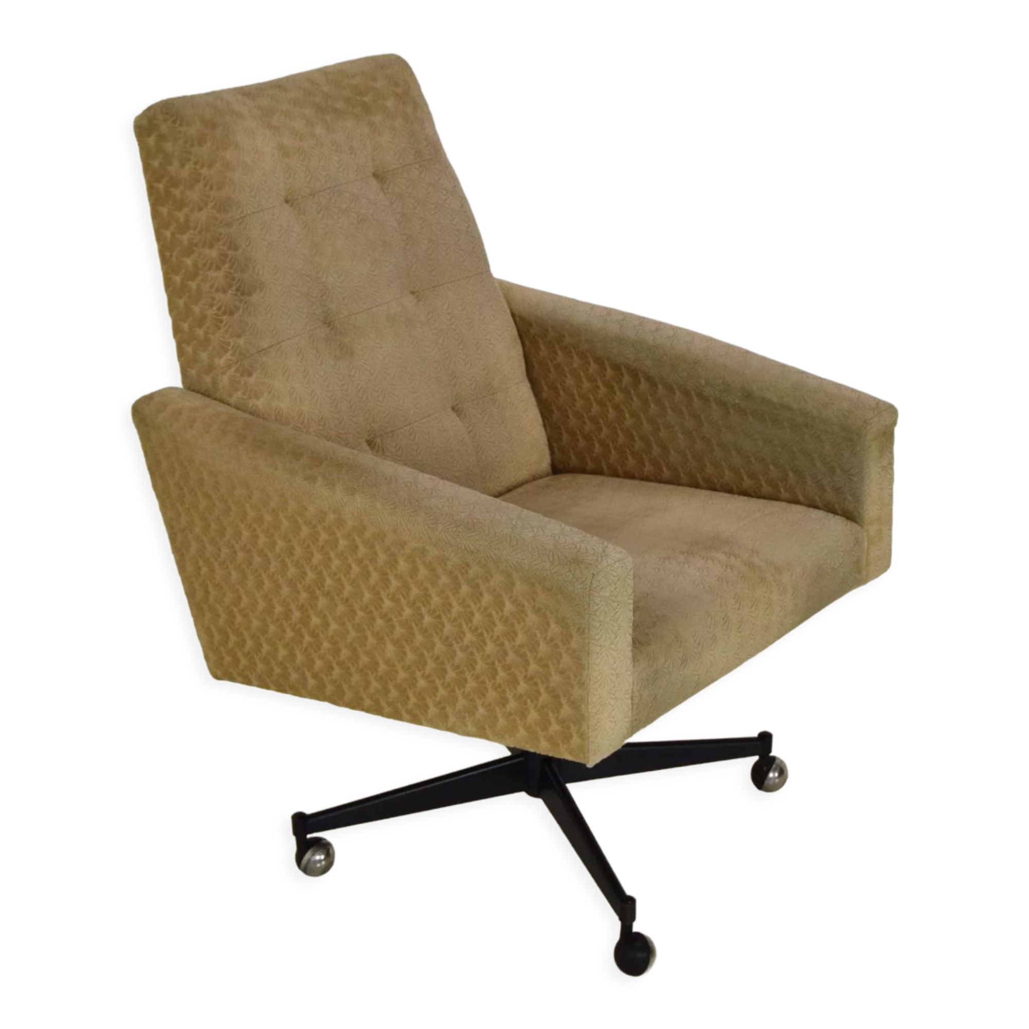 Mid-century swivel armchair with wheels 1970's