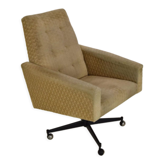 Fauteuil pivotant avec roulettes du milieu du siècle années 1970