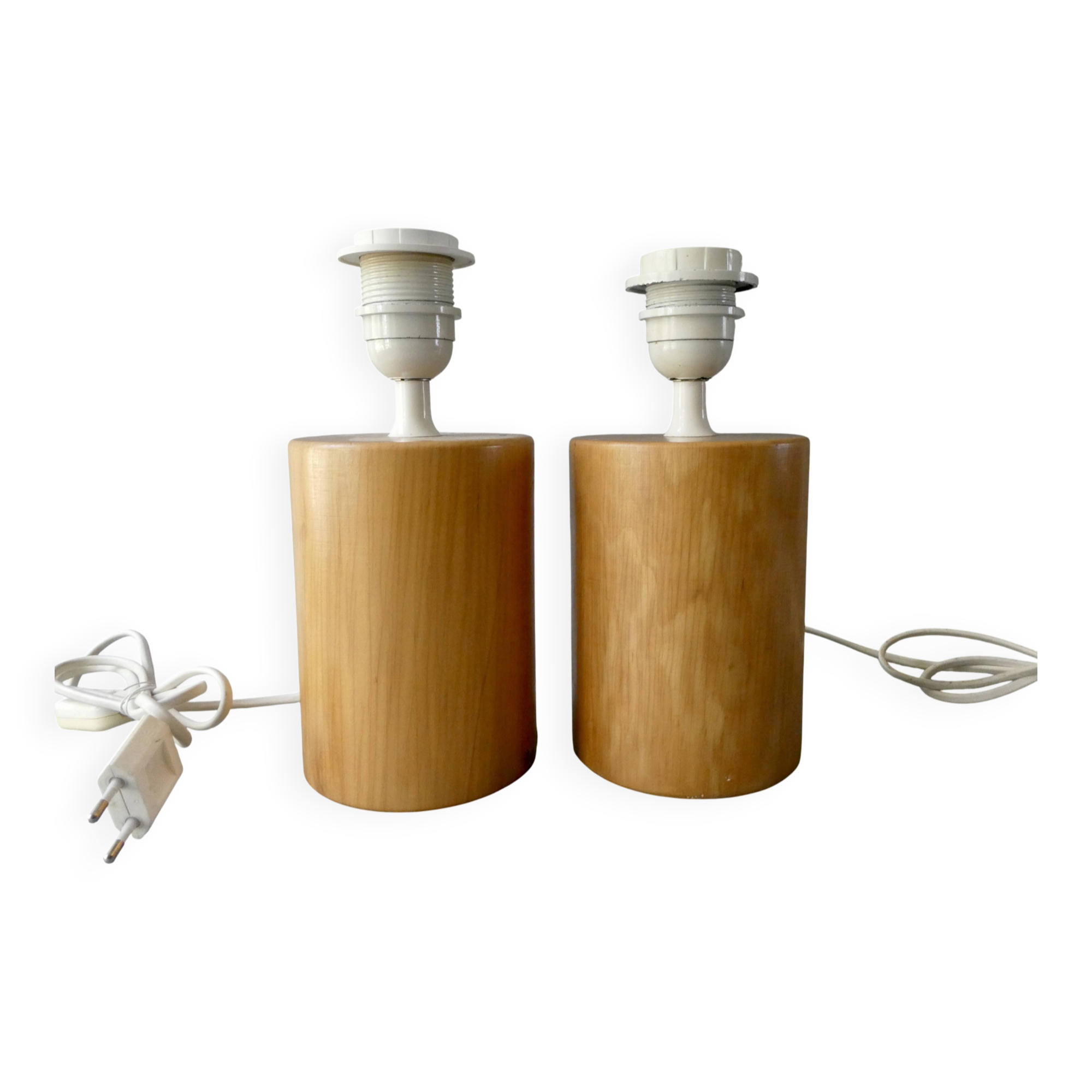 Pair of solid wood lamp bases IMT Italy for Habitat, around 1980.